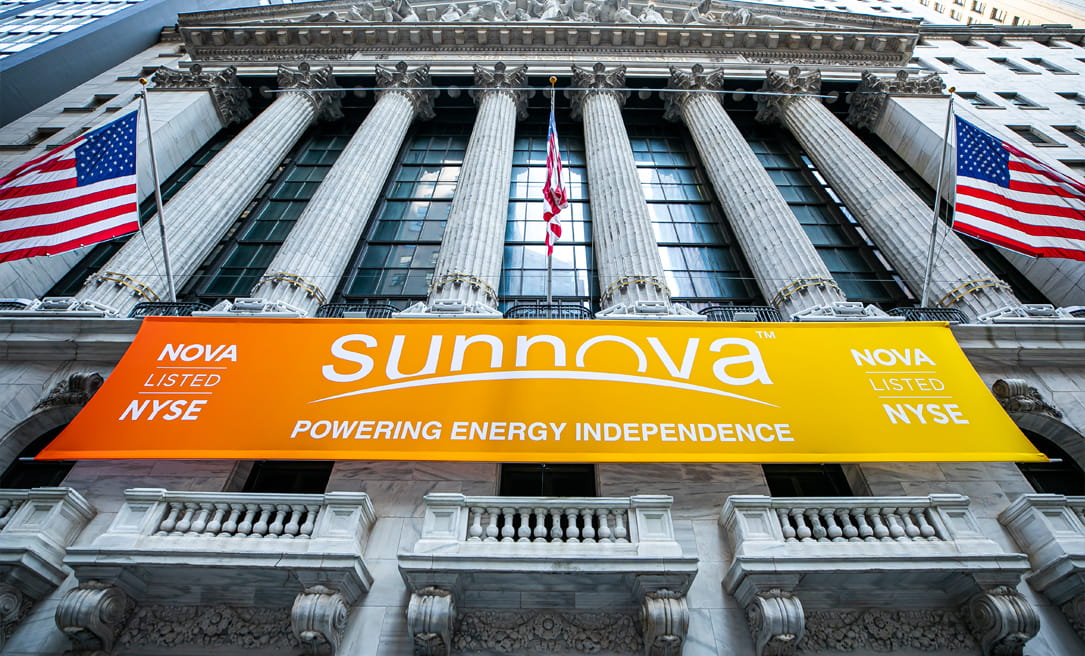 Sunnova banner in front ot large building