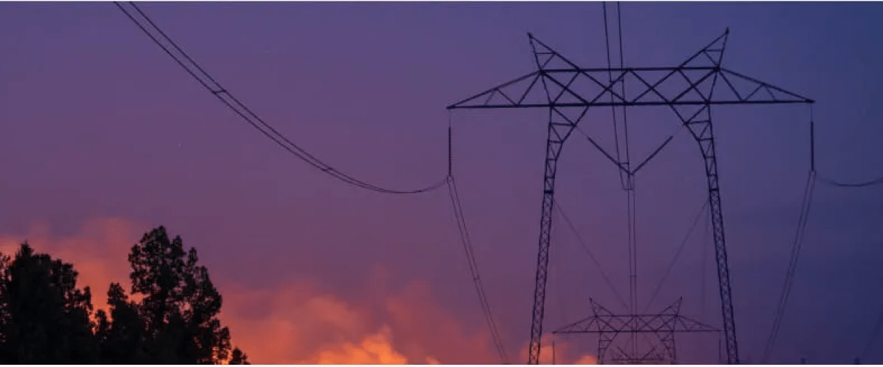 Wildfire approaches transmission lines